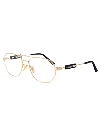 Balenciaga Gold Metal Optical Glasses In Multi