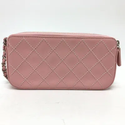 Pre-owned Chanel Multi-color Pink Leather Chain/shoulder Wallet ()