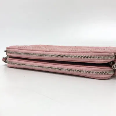 Pre-owned Chanel Multi-color Pink Leather Chain/shoulder Wallet ()