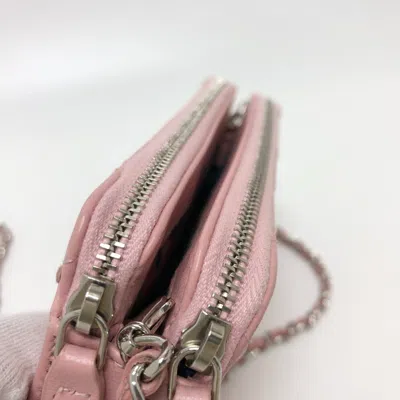 Pre-owned Chanel Multi-color Pink Leather Chain/shoulder Wallet ()