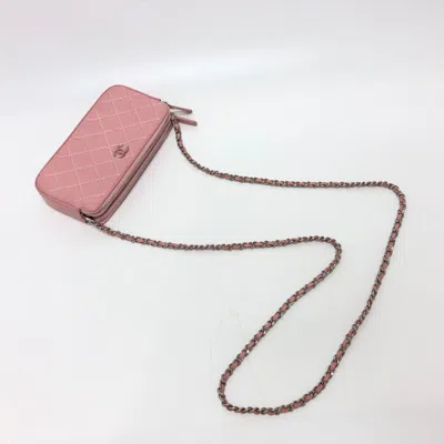 Pre-owned Chanel Multi-color Pink Leather Chain/shoulder Wallet ()
