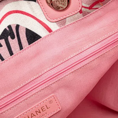 Pre-owned Chanel Multi-color Pink Velvet Leather Handbag Pouch Tote Bag ()