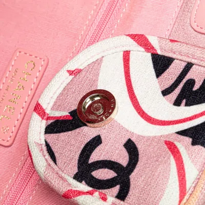 Pre-owned Chanel Multi-color Pink Velvet Leather Handbag Pouch Tote Bag ()