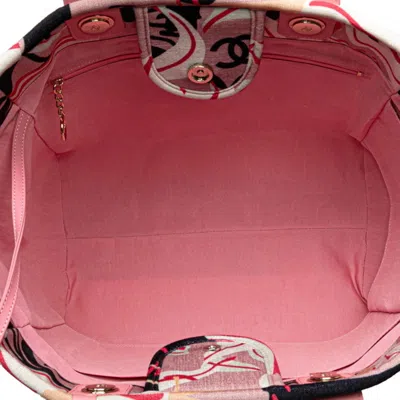 Pre-owned Chanel Multi-color Pink Velvet Leather Handbag Pouch Tote Bag ()