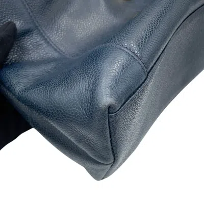 Pre-owned Chanel Navy Grained Calfskin Shoulder Bag () In Blue