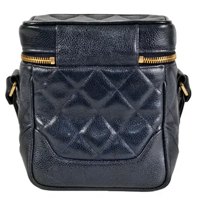 Pre-owned Chanel Navy Grained Calfskin Shoulder Bag () In Blue