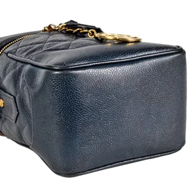 Pre-owned Chanel Navy Grained Calfskin Shoulder Bag () In Blue
