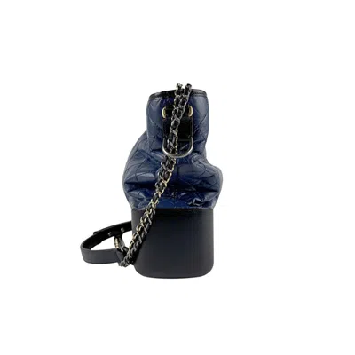 Pre-owned Chanel Navy Leather Shoulder Bag () In Blue