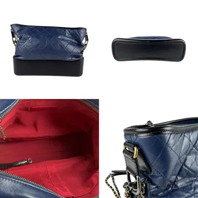 Pre-owned Chanel Navy Leather Shoulder Bag () In Blue