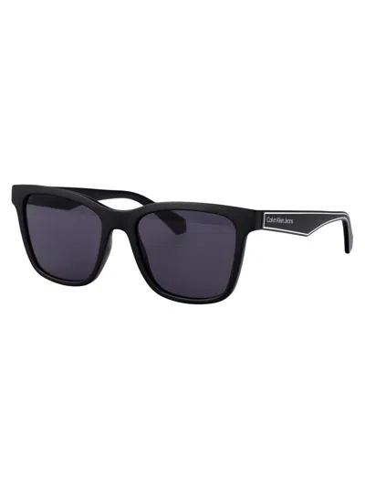 Calvin Klein Jeans Est.1978 Calvin Klein Jeans Black Acetate Sunglasses In Purple