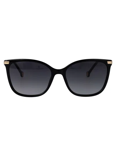 Carolina Herrera Black Acetate Sunglasses In Black