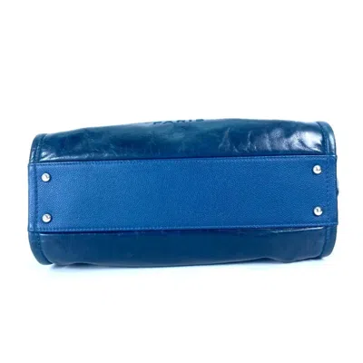 Pre-owned Chanel Navy Leather Shoulder Bag Tote Bag () In Blue