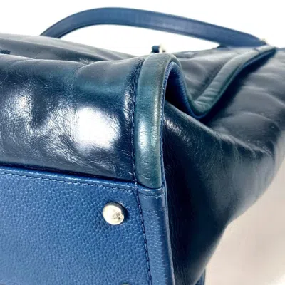 Pre-owned Chanel Navy Leather Shoulder Bag Tote Bag () In Blue