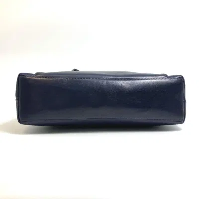 Pre-owned Chanel Navy Leather Shoulder Bag Tote Bag () In Blue