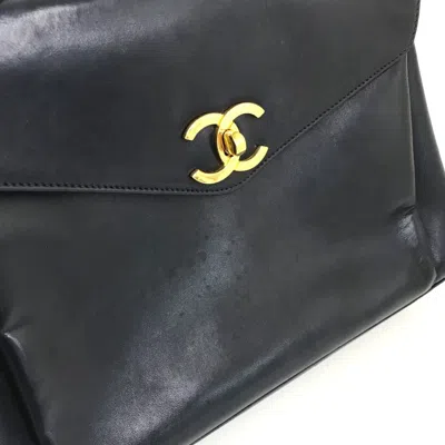 Pre-owned Chanel Navy Leather Shoulder Bag Tote Bag () In Blue