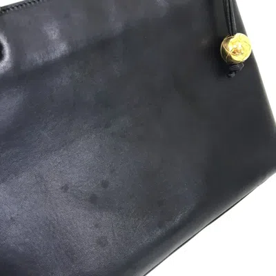 Pre-owned Chanel Navy Leather Shoulder Bag Tote Bag () In Blue