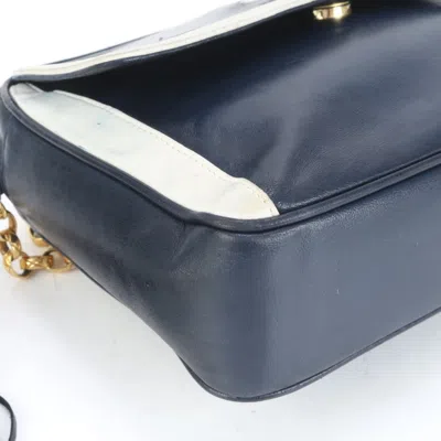 Pre-owned Chanel Navy Leather Shoulder Bag Tote Bag () In Blue