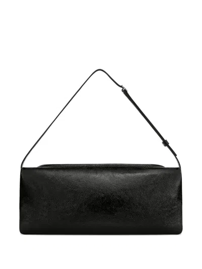 Courrèges Rectangular Leather Shoulder Bag With Adjustable Strap In Black