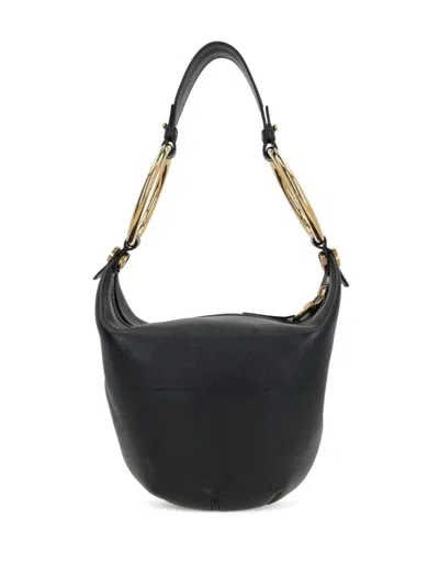 Chloé Bracelet Zip Shoulder Bag In Grained Buffalo Leather In Black
