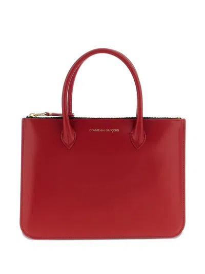 Comme Des Garçons Wallet Zip Pouch With Two Handles In Red