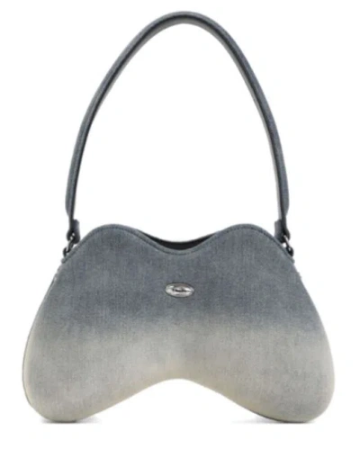 Diesel Denim Shoulder Bag With Double-d Shape In Light Wash