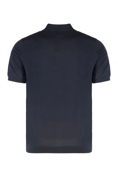 Drumohr Knitted Cotton Polo Shirt In Blue
