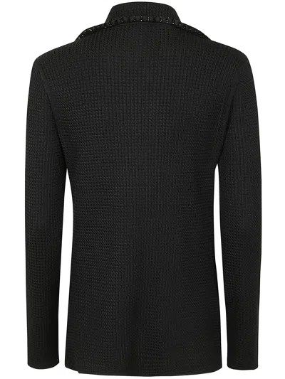 Emporio Armani Crystal Embellished Blazer In Black