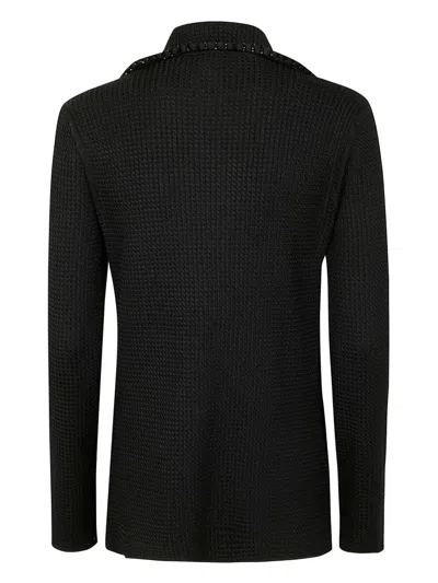 Emporio Armani Crystal Embellished Blazer In Black