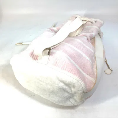 Pre-owned Chanel Pink White Cotton Beach Bag Shoulder Bag () In Multi