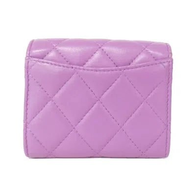 Pre-owned Chanel Purple Leather Chain/shoulder Wallet ()