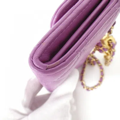 Pre-owned Chanel Purple Leather Chain/shoulder Wallet ()