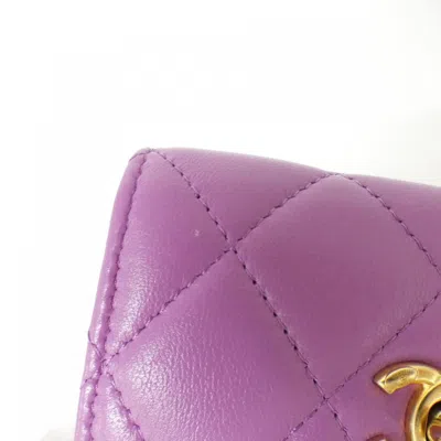 Pre-owned Chanel Purple Leather Chain/shoulder Wallet ()