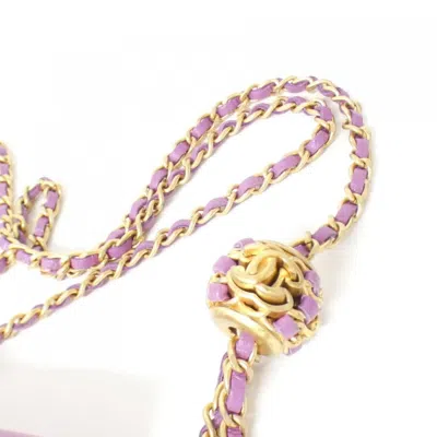 Pre-owned Chanel Purple Leather Chain/shoulder Wallet ()
