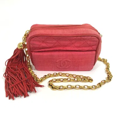 Pre-owned Chanel Red Color Canvas Shoulder Bag ()