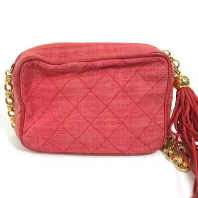 Pre-owned Chanel Red Color Canvas Shoulder Bag ()