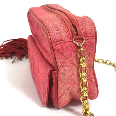 Pre-owned Chanel Red Color Canvas Shoulder Bag ()