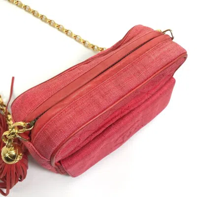 Pre-owned Chanel Red Color Canvas Shoulder Bag ()