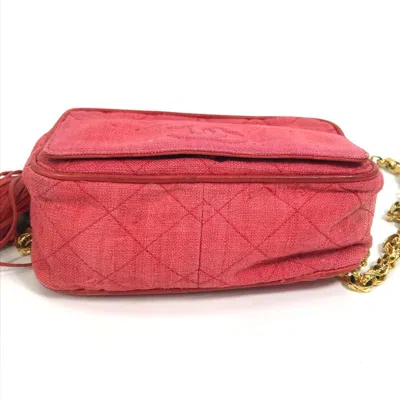 Pre-owned Chanel Red Color Canvas Shoulder Bag ()
