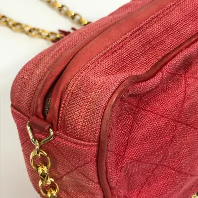 Pre-owned Chanel Red Color Canvas Shoulder Bag ()
