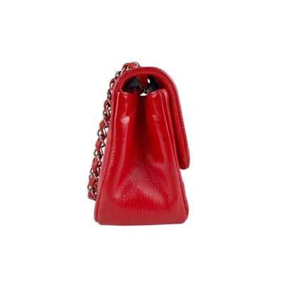 Pre-owned Chanel Red Color Coated Canvas Leather Shoulder Bag ()