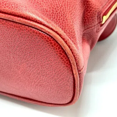 Pre-owned Chanel Red Color Grained Calfskin Shoulder Bag Tote Bag ()