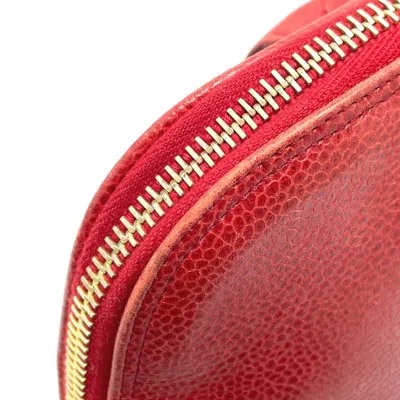 Pre-owned Chanel Red Color Grained Calfskin Shoulder Bag Tote Bag ()