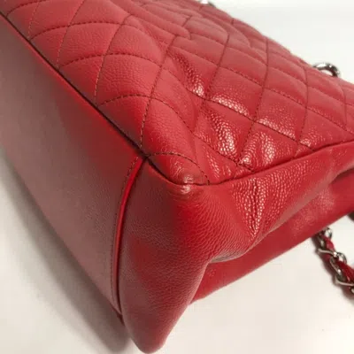 Pre-owned Chanel Red Color Grained Calfskin Shoulder Bag Tote Bag ()