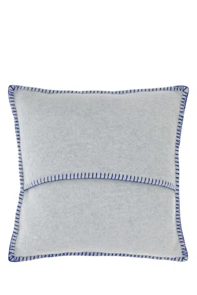 Burberry Embroidered Wool Pillow In Blue