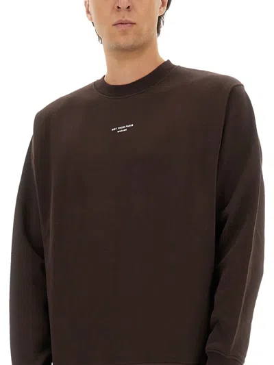 Drôle De Monsieur Sweatshirt With Slogan In Brown