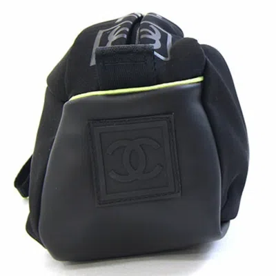 Pre-owned Chanel Sport Black Light Green Nylon Clutch Bag Pouch ()