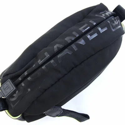 Pre-owned Chanel Sport Black Light Green Nylon Clutch Bag Pouch ()