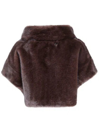 Betta Corradi "mink" Cache Coueur Zip Jacket In Brown