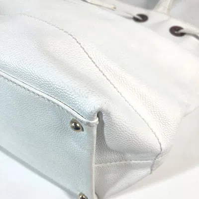 Pre-owned Chanel White Grained Calfskin Handbag Shoulder Bag Tote Bag ()