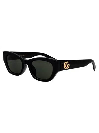 Gucci Black-black-grey Recycled Acetate Sunglasses In Black